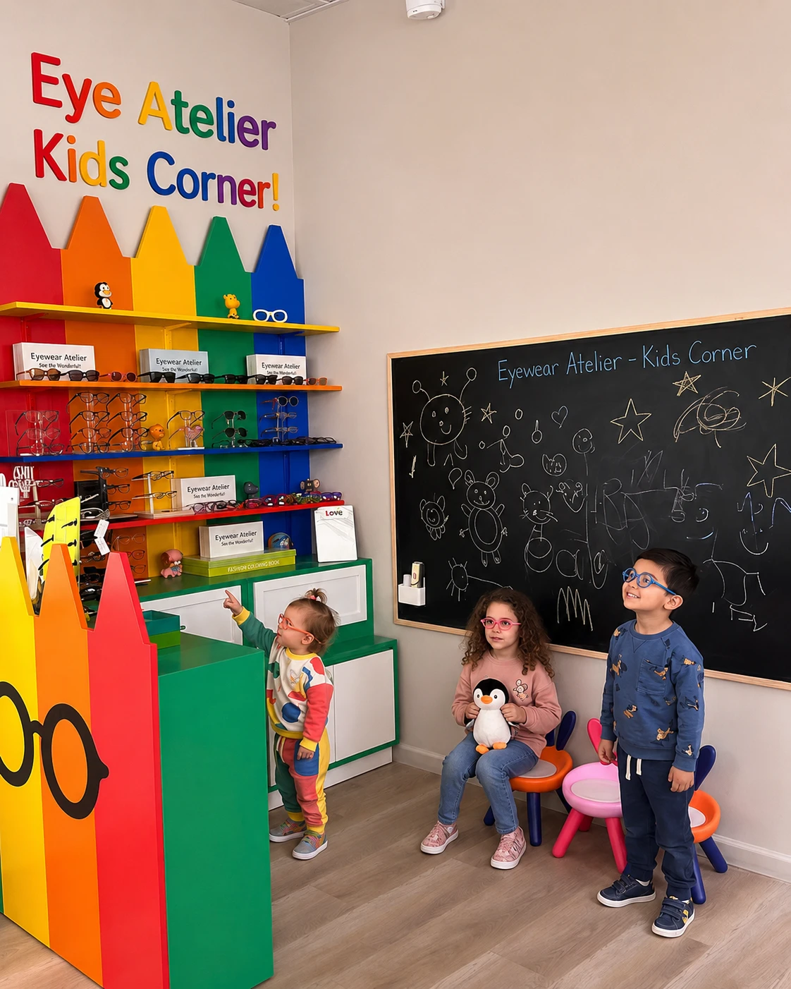 Les Petits — kids designer eyewear corner at Eye Atelier in Old Bridge, NJ